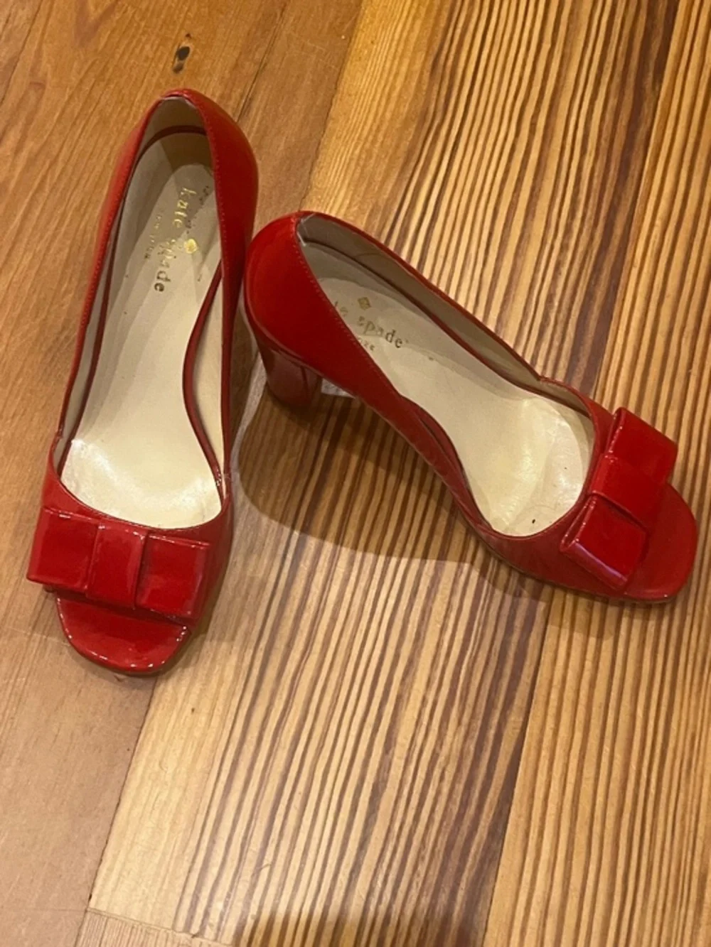 Kate Spade Maria Red Patton Opened Toe Heel SZ 6